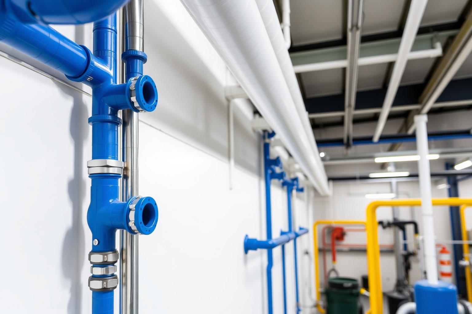 Rede de ar comprimido em PPR instalada em ambiente industrial